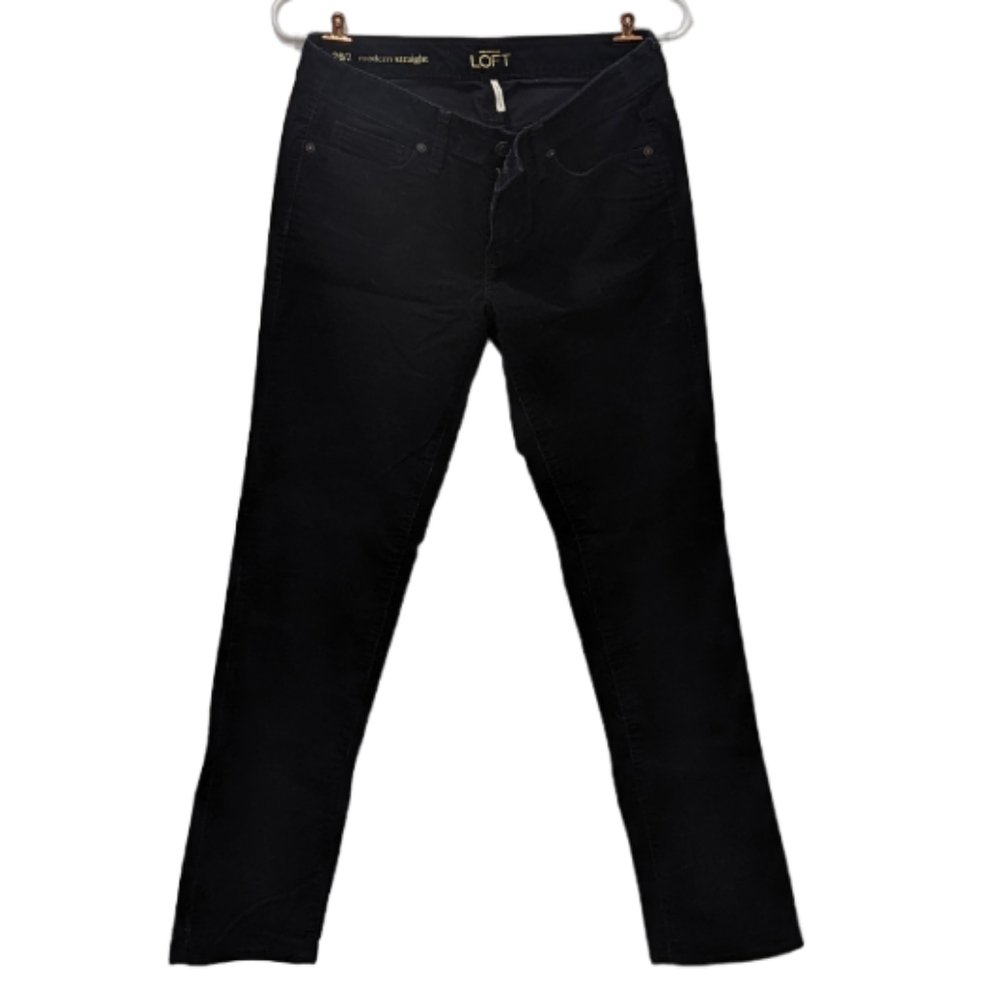 LOFT modern straight corduroy pants in black, size 26/2